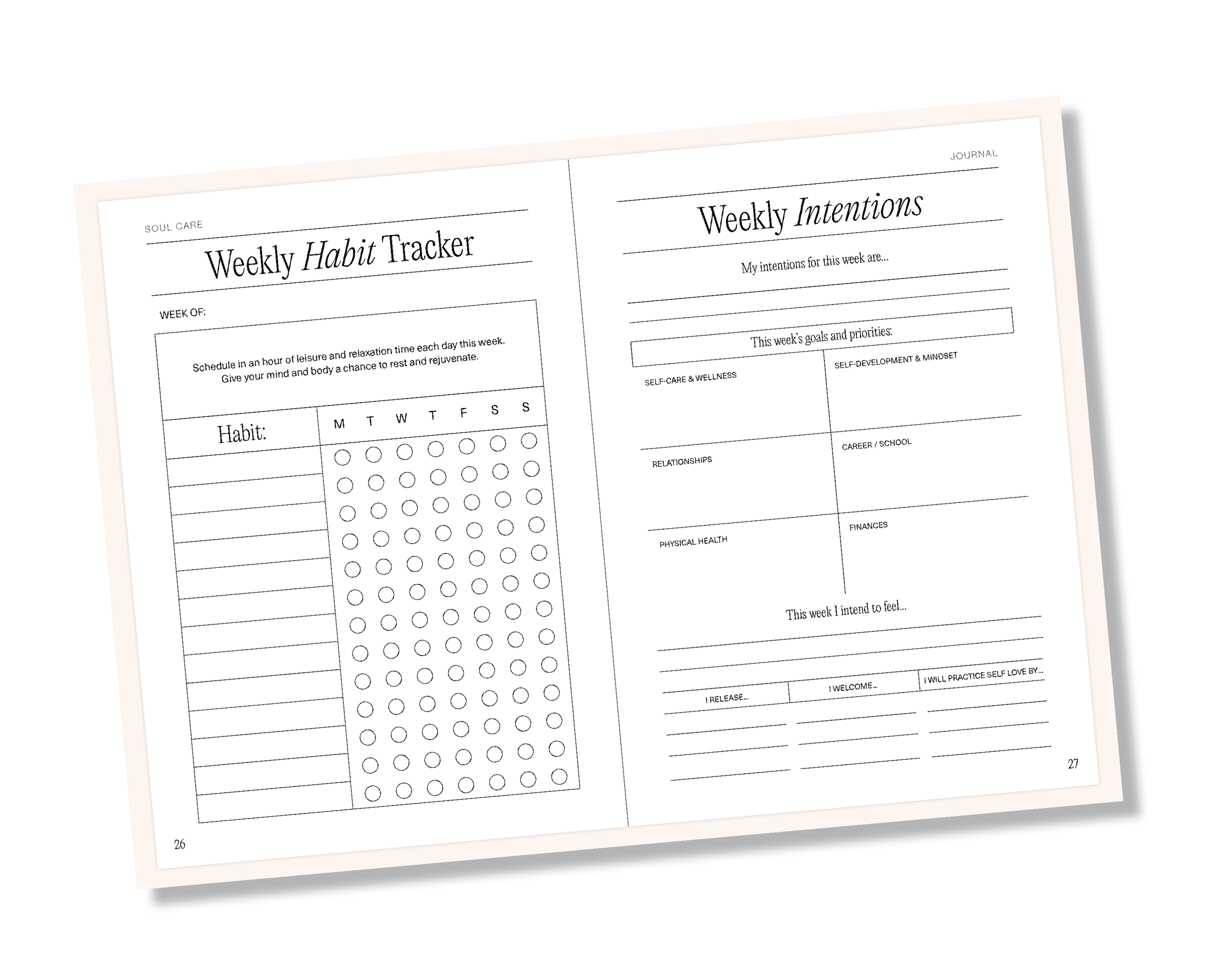 Weekly Intention Setting Page